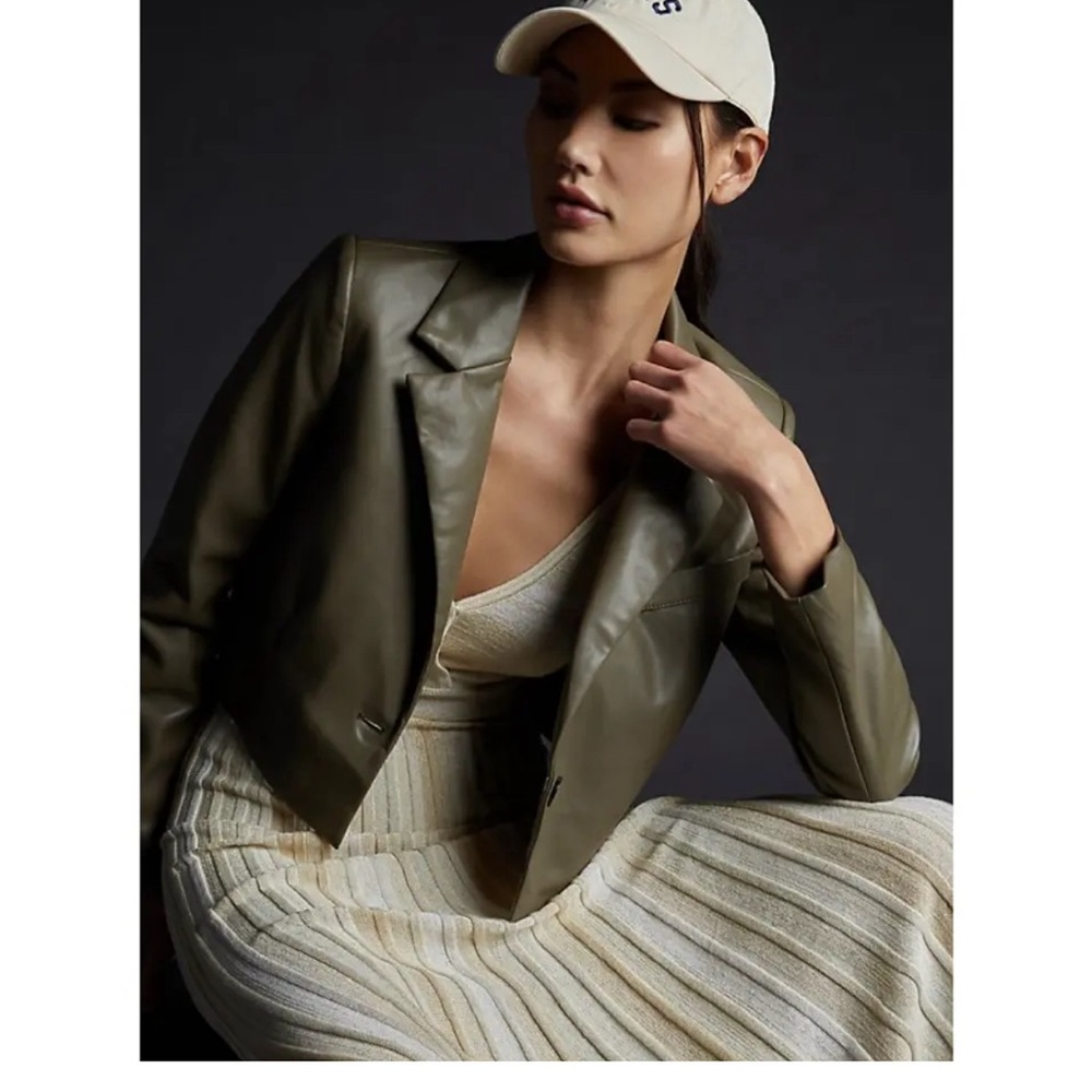 Avec Les Filles Anthropologie Faux Leather Jacket XL Cropped